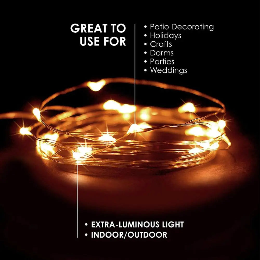 Fairy Lights Led Garland Holiday String Light Wire DIY 2M 10M USB Battery Powered Outdoor Cooper Christmas Wedding Party Decor
