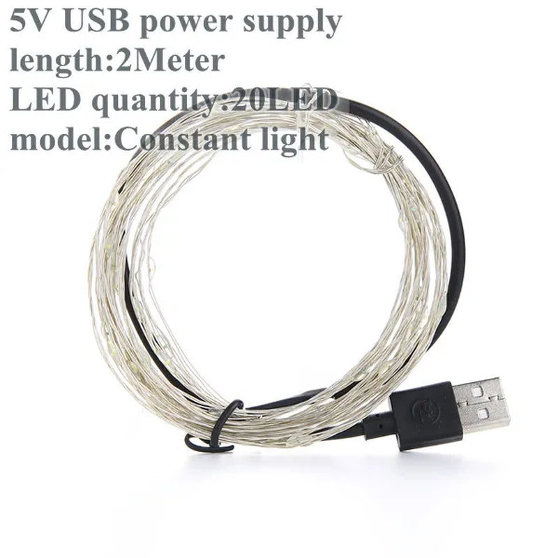 Fairy Lights Led Garland Holiday String Light Wire DIY 2M 10M USB Battery Powered Outdoor Cooper Christmas Wedding Party Decor