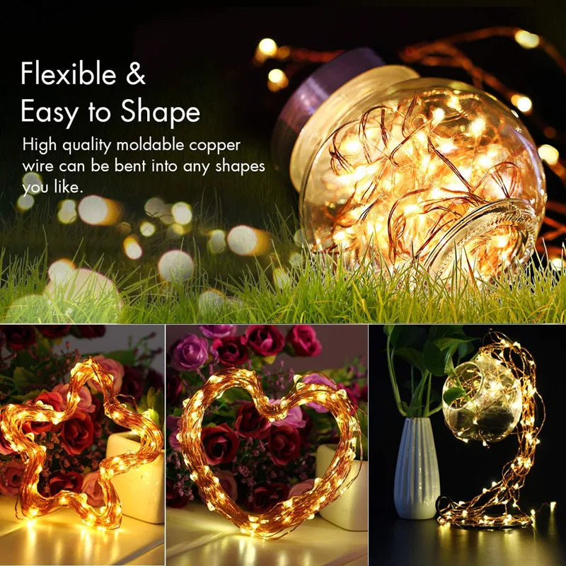 Fairy Lights Led Garland Holiday String Light Wire DIY 2M 10M USB Battery Powered Outdoor Cooper Christmas Wedding Party Decor