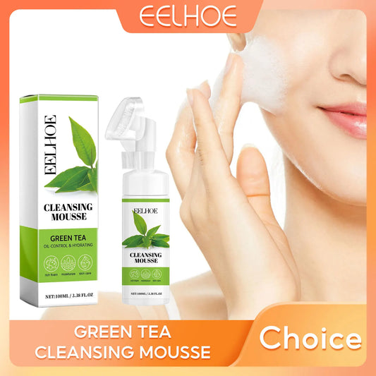 Green Tea Face Cleanser Oil Control Face Cleansing Mousse Remove Blackheads Moisturizing Facewash Foaming Facial Cleanser